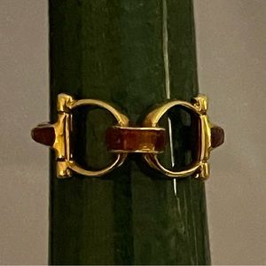 Stirrup (Gucci Style) 18K Gold Ring , Enamel Details